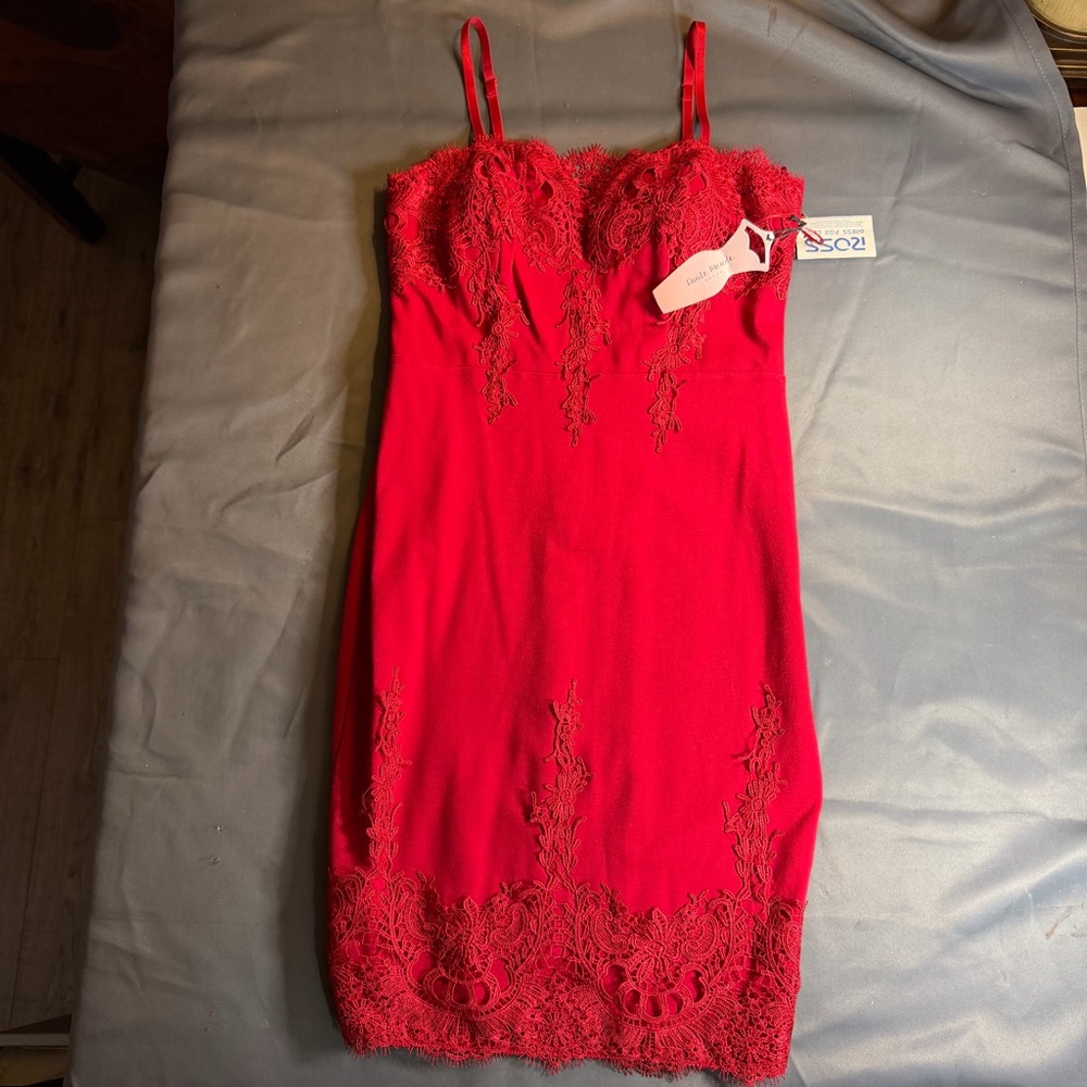 Haute Monde Red Lace Bodycon Dress Women’s Sz S Sexy NWT Cocktail Party